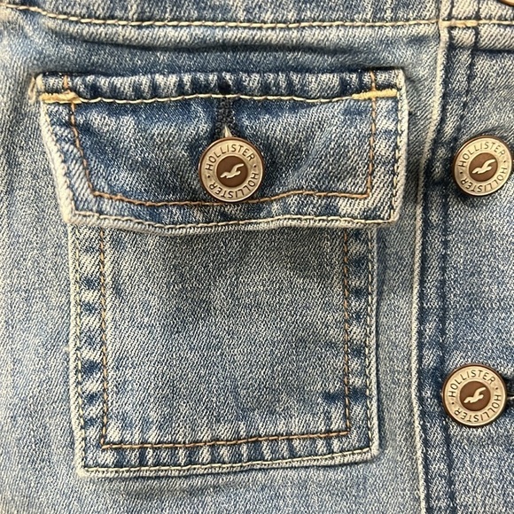 Hollister Overalls M Denim Distressed Low Rise Jeans Slouchy Pocket Vtg Inspired - Picture 9 of 13